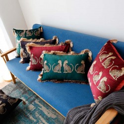 Nordic palace light luxury pillow cover Dutch velvet digital print with animal leopard tassels, sofa cushions, and throw pillows.