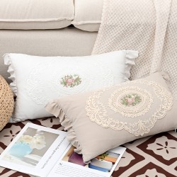 French lace pillow  all cotton white ins square lumbar pillow  American sofa bedroom backrest cushion French lace pillow  all cotton white ins square lumbar pillow  American sofa bedroom backrest cushion