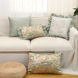 Cross-border ins American pastoral embroidery pillowcase, lumbar support for living room sofa, retro solid color cushion cover