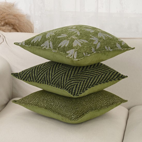 Cross-border Nordic ins green chenille jacquard pillows, retro pastoral cushions for living room sofas