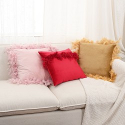 INS bow ribbon pillow, lumbar support, Dutch velvet, breathable and comfortable pillow, cute pink for girls.