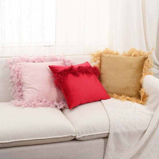INS bow ribbon pillow, lumbar support, Dutch velvet, breathable and comfortable pillow, cute pink for girls.