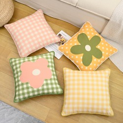 Nordic ins fresh polka dot plaid floral pillow with core, living room sofa, cotton and linen cushion, model room cushions.
