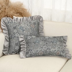 Cross-border Nordic ins ribbon flower ruffled skirt pillowcases, French-style lumbar pillows for sofas and bedrooms.