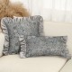 Cross-border Nordic ins ribbon flower ruffled skirt pillowcases, French-style lumbar pillows for sofas and bedrooms.