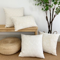 French light luxury lace large flower pillow, ins cotton and linen floral sofa cushion cover, classic and elegant 3D embroidery
