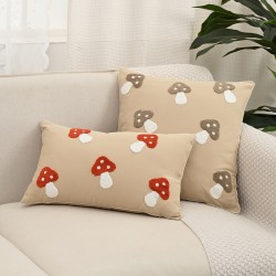 Nordic ins embroidered mushroom fabric pillows and cushions Living room sofa model room headrest and backrest pillowcases