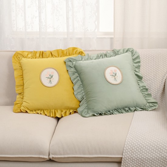 Cross-border Nordic ins retro tulip bouquet ruffled skirt pillow Home Decor: Sofa, Living Room, Bed