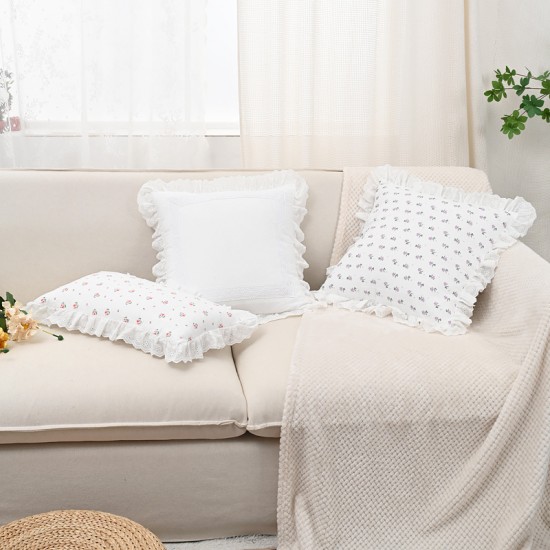 Cross-border Nordic INSIZE chain-embroidered jacquard throw pillow covers, floral and bird twill cushion covers, living room sofa fabrics