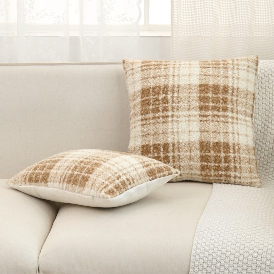 Cross-border British Nordic ins style bouclé two-tone plaid pillow, living room sofa and office lumbar support pillow cover