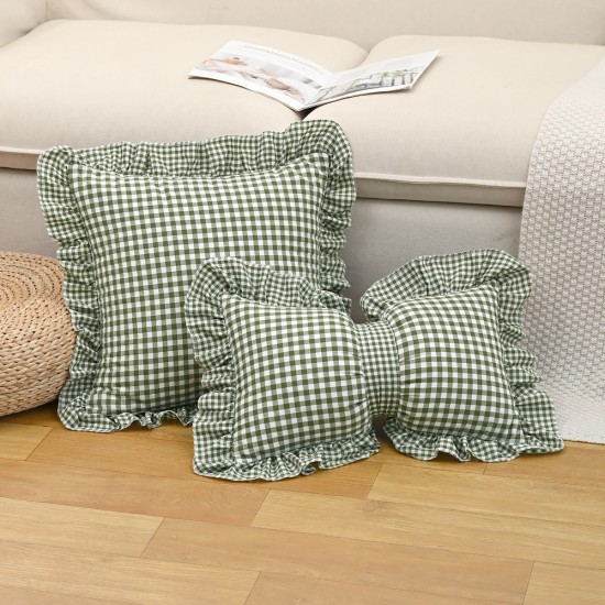 French plaid ruffled pillows, ins style, fresh modern square pillows, lumbar pillows, and sofa and bedroom backrests