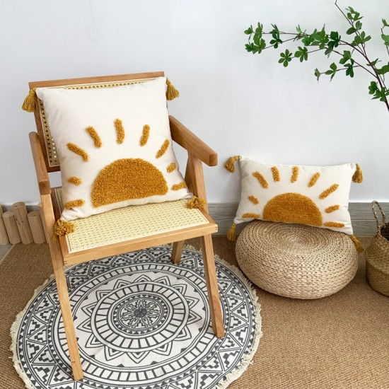 Nordic colorful cotton and linen bubble quilted pillow covers for sofa decorations, solid color cushion covers.