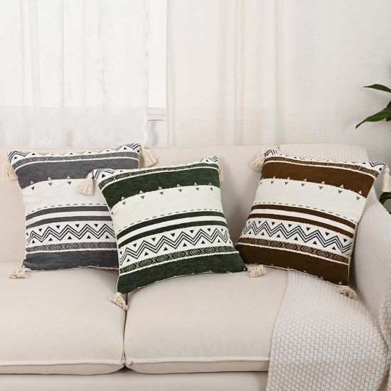 Cross-border Nordic ins Fair Isle pillows, square-shaped drop ball lotus-trimmed pillows for sofas and bedrooms.