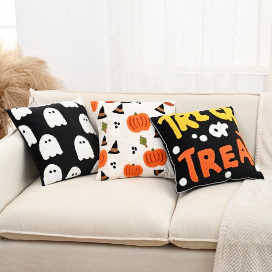 Hot-selling Halloween Day of the Dead embroidered cushion covers, pillowcases, pumpkin ghosts, home holiday decoration pillowcases