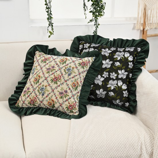 Nordic luxurious lace throw pillows, INSIZE cotton and linen floral sofa cushion covers, classic and elegant 3D embroidery