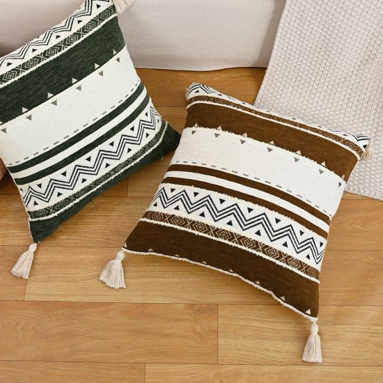 Cross-border Nordic ins Fair Isle pillows, square-shaped drop ball lotus-trimmed pillows for sofas and bedrooms.