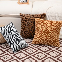 Fantastic Animals zebra, giraffe, and leopard print plush cushions for living room sofas, bedside bay windows, and decorative pillow covers