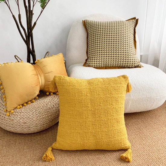 Modern minimalist Nordic leather pillow covers. Wholesale colorful cotton patchwork woven cushion covers