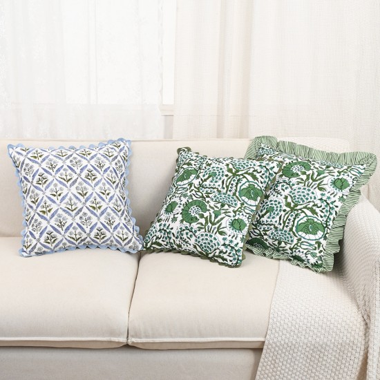 Cross-border Nordic ins printed ruffle skirt pillowcase Retro pastoral pillow covers for living room sofas