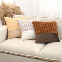 Cross border Amazon ins faux rabbit fur solid color drawstring plush pillowcase  single sided cushion  lumbar pillow. Cross border Amazon ins faux rabbit fur solid color drawstring plush pillowcase  single sided cushion  lumbar pillow.