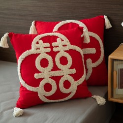 Cross-border Nordic ins botanical and floral chenille jacquard pillowcase, pastoral cushion, living room sofa decorative pillow