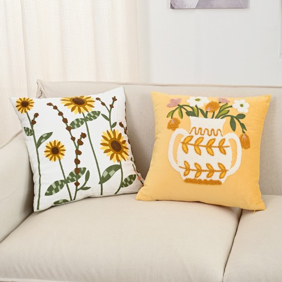 Simple embroidered pillows, simple quilted sofa and bedside lumbar support, modern minimalist INS pillowcases
