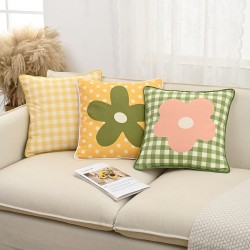 Nordic ins fresh polka dot plaid floral pillow with core, living room sofa, cotton and linen cushion, model room cushions.