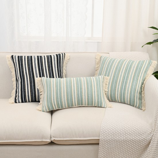 Nordic ins, sofa pillows, Chanel-style tassel pillows, Wabi-sabi-style, black and white long lumbar pillows for living rooms