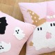 Cross-border Nordic ins hot-selling Halloween cute ghost embroidered lace cushion cover, home sofa decoration