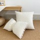 French light luxury mesh lace pillow, ins cotton and linen floral sofa cushion cover, dual-use bow lumbar pillow