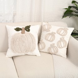 Cross-border Nordic ins loop pile tufted 3D pumpkin embroidered pillowcase, Halloween home sofa decoration pillowcase
