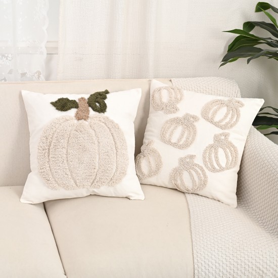 Cross-border Nordic ins loop pile tufted 3D pumpkin embroidered pillowcase, Halloween home sofa decoration pillowcase