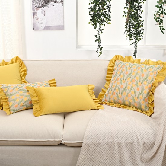 Cross-border Amazon INS plush cushions, INS Nordic minimalist solid color lambswool sofa cushion covers, bedroom cushions.