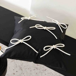 Black and white bow wabi-sabi modern minimalist luxury pillow, influencer homestay bedroom cushion, bay window sofa cushion cover
