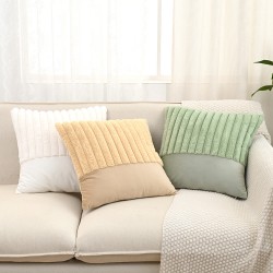 Cross-border Amazon ins faux rabbit fur solid color drawstring plush pillowcase, single-sided cushion, lumbar pillow.
