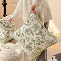 Cross-border Nordic ins chenille jacquard velvet pillow, fresh floral cushion, living room sofa cushion cover