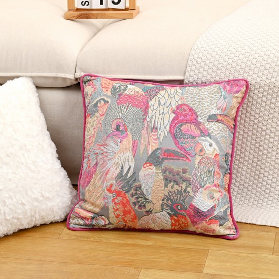 Rose red jacquard girlish style sofa pillow, Nordic ins cream-style pillow cover, bedroom and B&B cushion