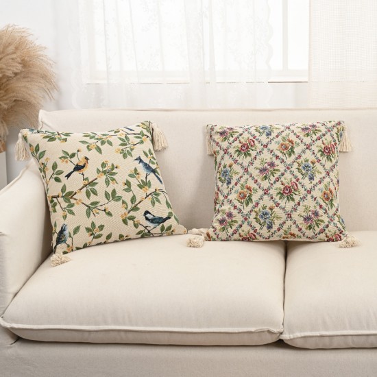 European cotton and linen jacquard sofa cushion, living room lumbar pillow, American headboard cushion cover, large core pillow