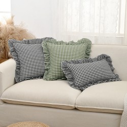 French plaid ruffled pillows, ins style, fresh modern square pillows, lumbar pillows, and sofa and bedroom backrests