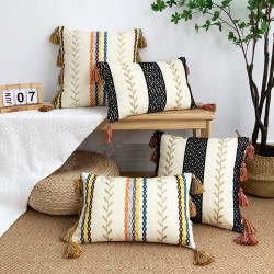 Ins Bohemian pillow covers, tufted lumbar support for living rooms, sofas, and retro solid color cushion covers.