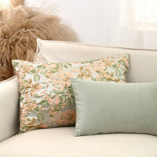 Cross-border ins American pastoral embroidery pillowcase, lumbar support for living room sofa, retro solid color cushion cover