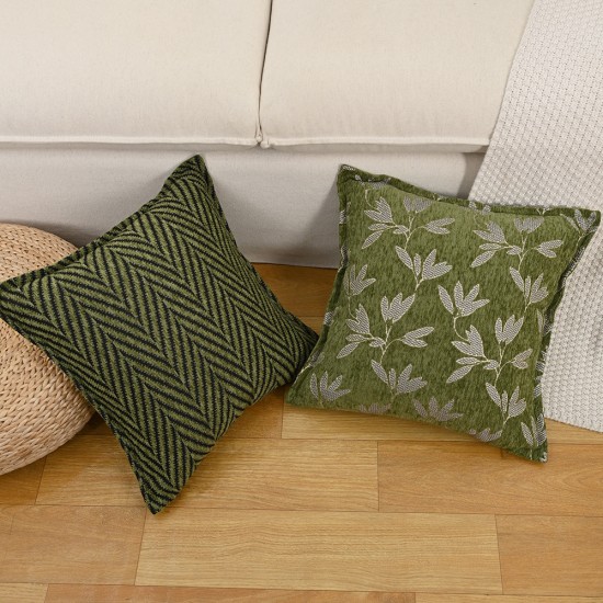 Cross-border Nordic ins green chenille jacquard pillows, retro pastoral cushions for living room sofas