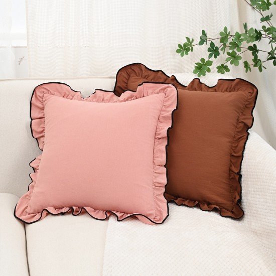 Ins style pure cotton ruffled decorative pillow covers, princess-style Korean large lace square cushions