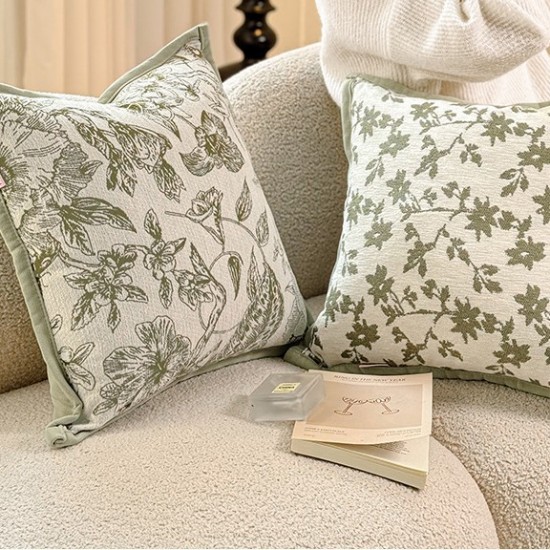 Cross-border Nordic ins chenille jacquard velvet pillow, fresh floral cushion, living room sofa cushion cover