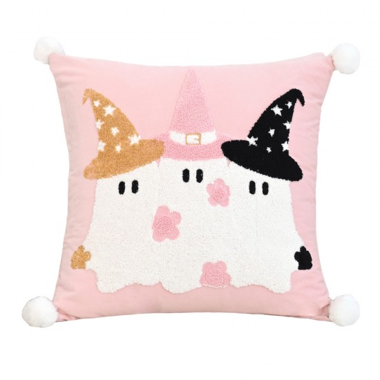 Cross-border Nordic ins hot-selling Halloween cute ghost embroidered lace cushion cover, home sofa decoration