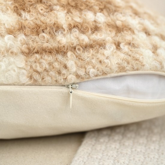 Cross-border British Nordic ins style bouclé two-tone plaid pillow, living room sofa and office lumbar support pillow cover