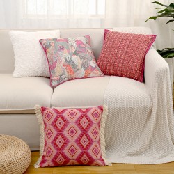 Rose red jacquard girlish style sofa pillow, Nordic ins cream-style pillow cover, bedroom and B&B cushion