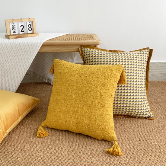 Modern minimalist Nordic leather pillow covers. Wholesale colorful cotton patchwork woven cushion covers
