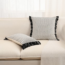 Bohemian pastoral retro, handmade tassel pillows with core, cotton and linen for living room sofas, model room cushions
