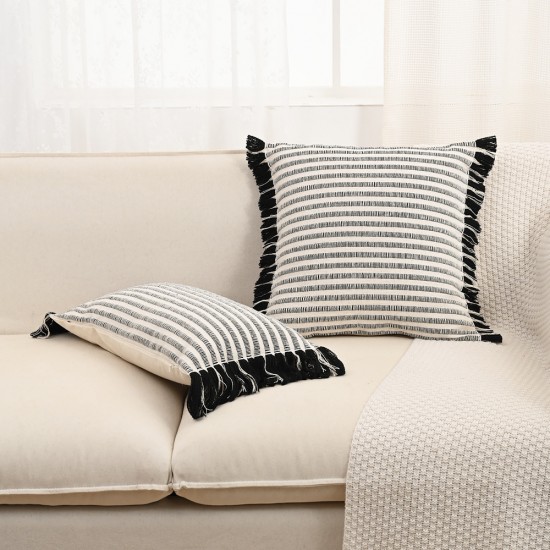 Bohemian pastoral retro, handmade tassel pillows with core, cotton and linen for living room sofas, model room cushions